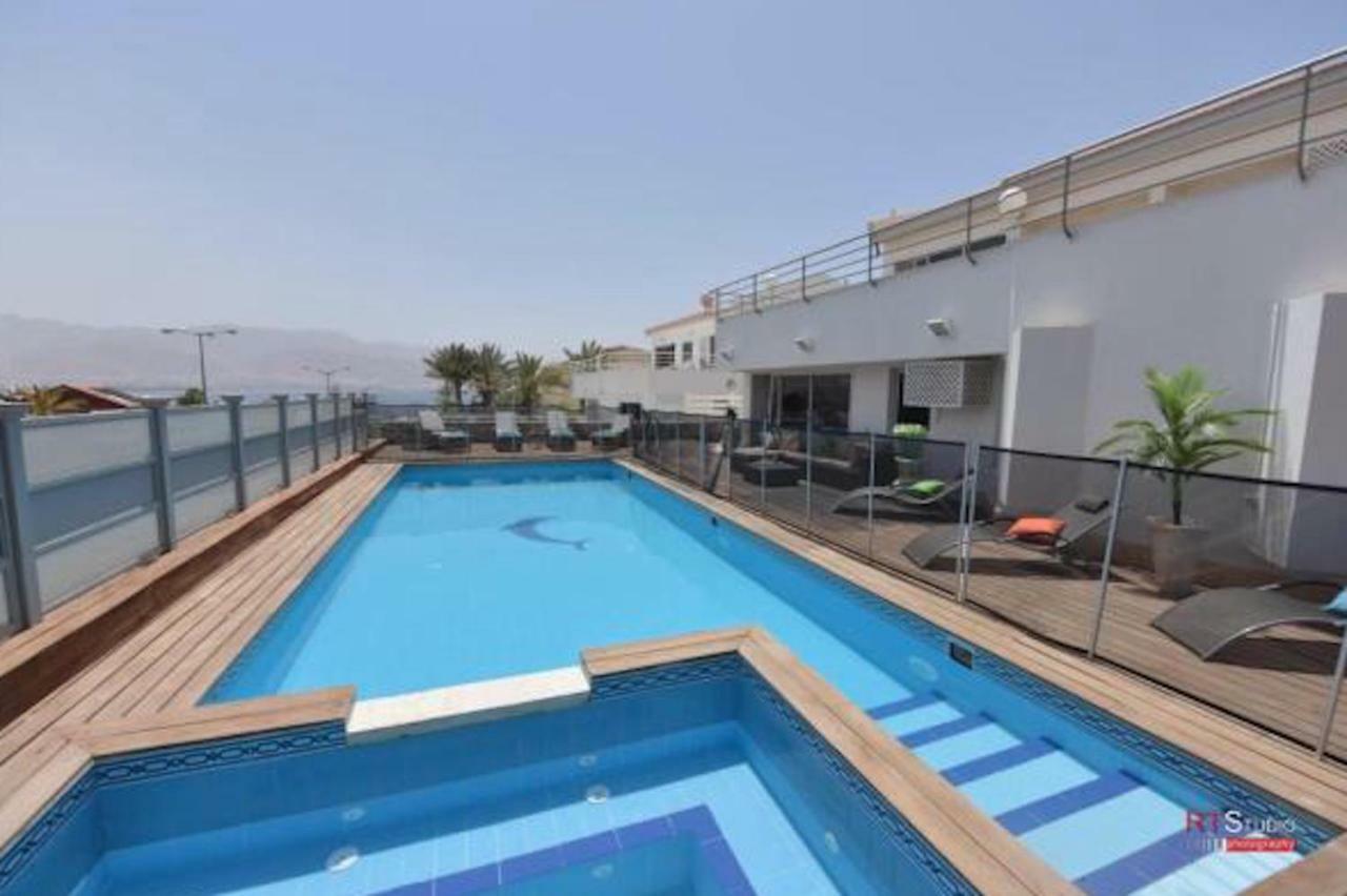 Villa With Heated Pool And Jacuzzi Sea View 300M Front Of The Beach Eilat Exterior photo